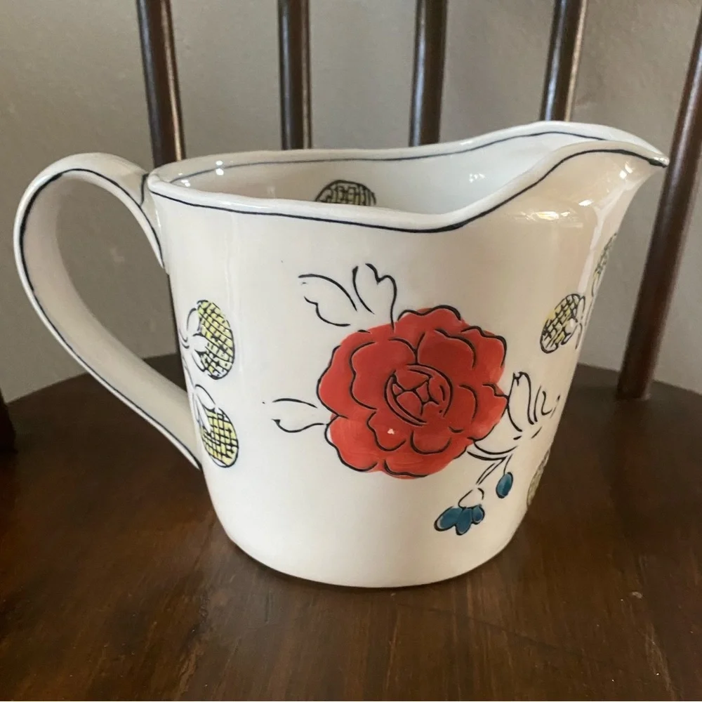 Anthropologie Measuring Cup MOLLY HATCH Pitcher FLOWERPATCH Quart Handle